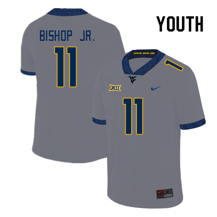 Youth #11 Beanie Bishop Jr. West Virginia Mountaineers College Football Jerseys Stitched Sale-Gray - Click Image to Close